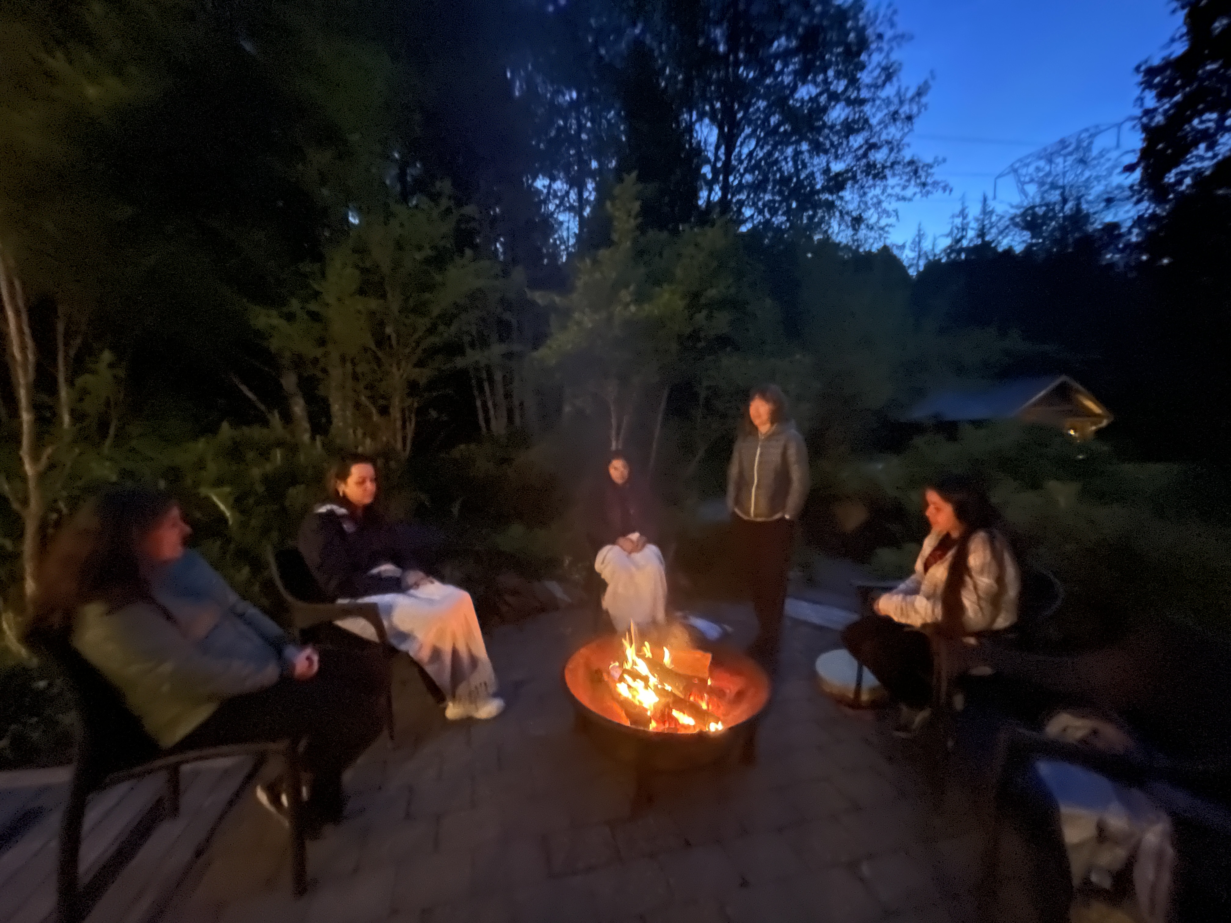 Together Around the Fire Pit, The Main Lodge, Brew Creek Centre, Whistler BC, May 28 2024 / Photo: Michelle Carmichael