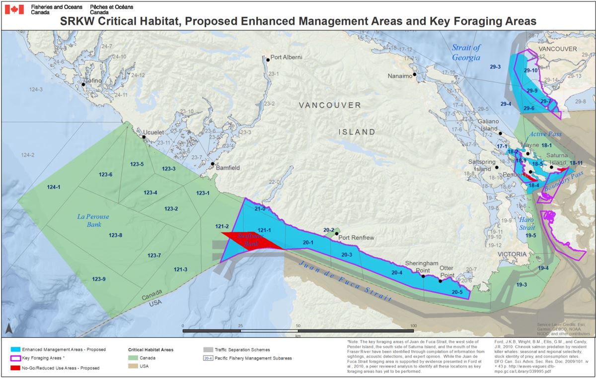 SRKW Critical Habitat, Proposed Management Areas & Key Foraging Areas