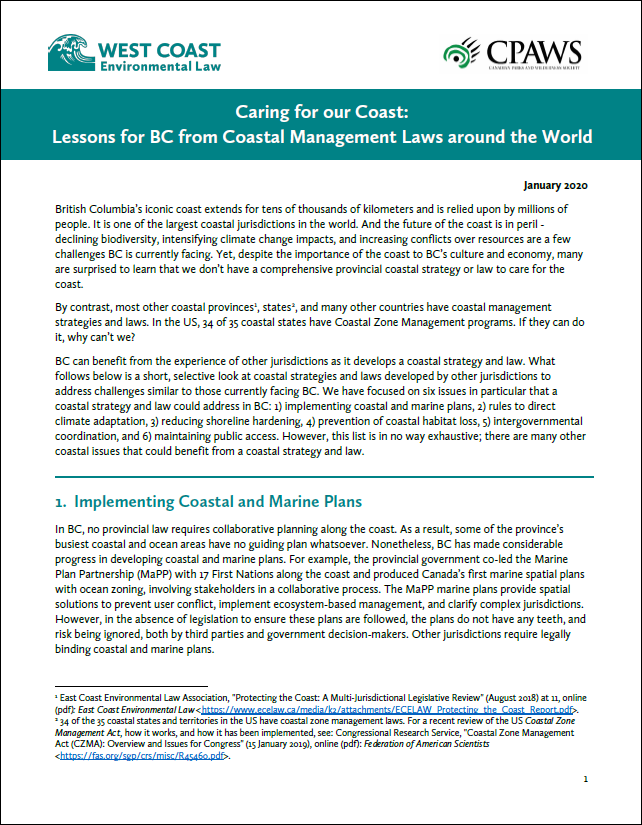 Caring for our Coast Lessons for BC from Coastal Management Laws